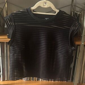 Black Madewell Sheer Striped Women's Top